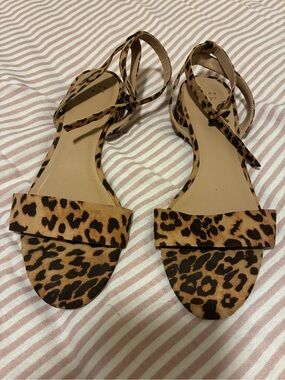 a new day Leopard Print Ankle-Tie Sandals in Brown and Black